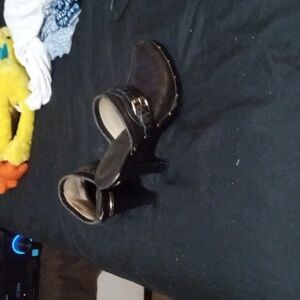 Micheal kors clogs, brown, 5' heel ,like new ,have buckles across both tops,